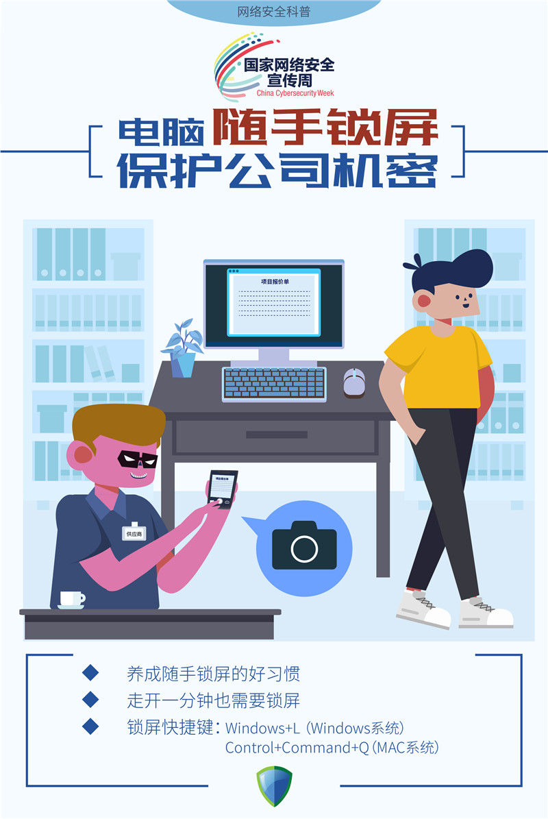 電腦隨手鎖屏  保護公司機密